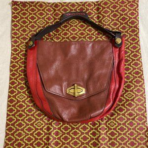 orYANY Red Burgundy Leather Shoulder Bag with Brushed Gold Buckle